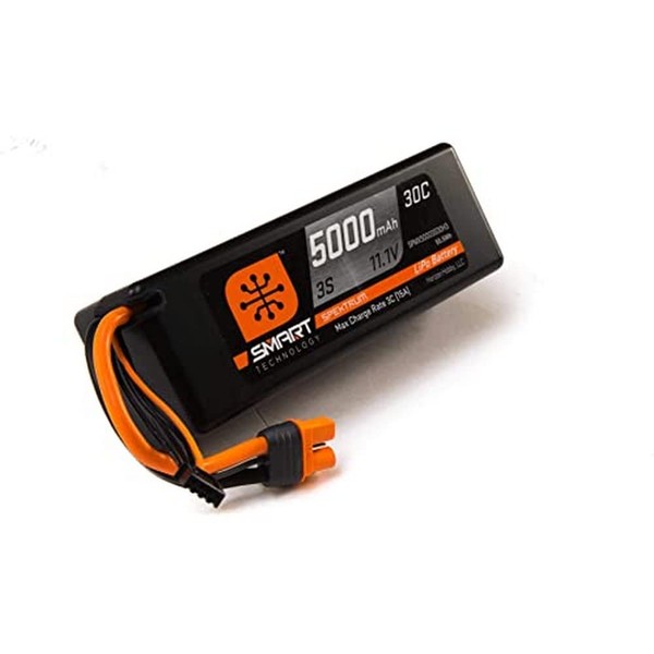 Spektrum Smart RC LiPo Battery Pack: 5000mAh 3S 11.1V 30C with IC3 Connector (EC3 Compatible), Hard Case, SPMX50003S30H3, Black