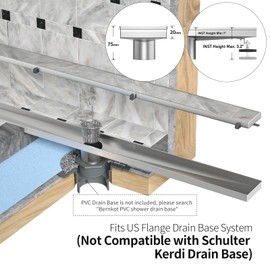 Bernkot Linear Shower Drain 18", Brushed Gold Floor Drain with Tiled Insert Grate & Hair Strainer, 304 Stainless Steel Bathroom 2-in-1 Tiled in Drain, CUPC Certified (Brushed Gold, 18'')