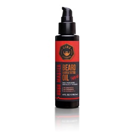 GIBS GIBS Grooming Bush Master Beard, Hair & Tattoo Oil- All-Natural with Nutmeg, Leather, Vanilla & Musk Scent- Softens & Strengthens Beard Growth, Moisturizes Skin, 4 Oz.