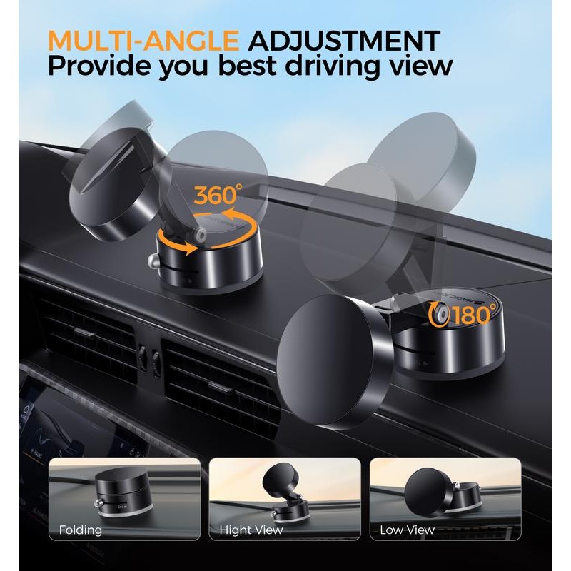 MAGIC JOHN 360° Rotating Magnetic Phone Holder Secure & Adjustable
