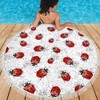Ladybug & Flowers Comfortable Rounded Beach Pool Picnic Towel Blanket