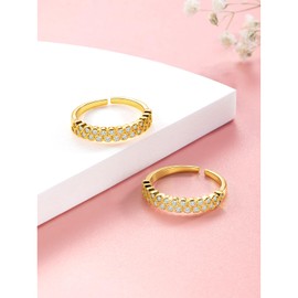 Aheli Gold Plated White Cubic Zirconia Studded Fancy Toe Ring Adjustable Bichiya Fashion Stylish Jewellery Gift for Women