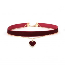 Red Choker Necklace for Women Love Heart Adjustable Choker Gothic Collar Velvet Chocker Pendant Necklaces