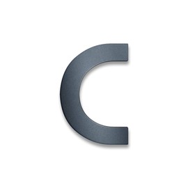 Metzler House Number in Anthracite RAL 7016, Fine Structure Powder-Coated in Anthracite Grey, Includes Mounting Material, Solid Steel, Bauhaus Font, Height 15 cm, Letter C