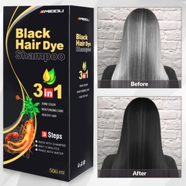 MEIDU Shampoo Shop Black Hair Dye Shampoo 3 in 1 for Gray Hair, Black Hair Dye for Women Men, Hair Color Herbal Ingredients Natural (500ml,16.9oz)