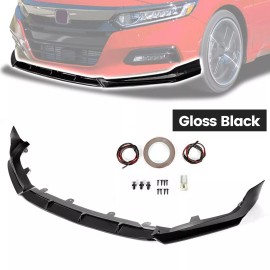 Front Bumper Lip Spoiler Splitter For 18-20 Honda Accord Sport Glossy Black