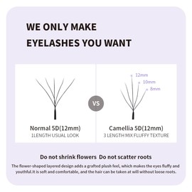 ANNAFRIS Eyelash Extension 4D Camellia W Lashes 0.07 D 9-13mm Mix Premade Fans Eyelashes Volume Lash Extension(Camellia-4DW 0.07D 9-13mm)