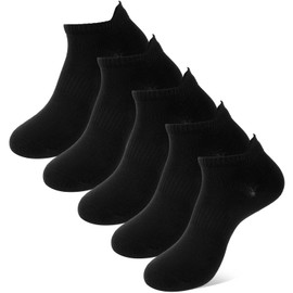 Roypad Men's Socks, Short Socks, Black, 5 Pairs Set, 9.4 - 10.8 inches (24 - 27.5 cm), Sweat Absorbent, Deodorizing, Anti-Slip, Breathable, For Business, Daily Life, Sports, Comfortable Ankle Length