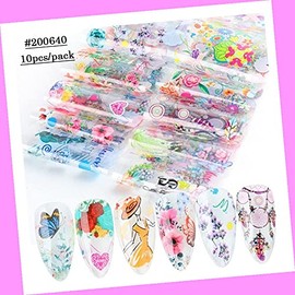 10pcs 20x4cm Rose Flower Love Valentine Day Nail Foil Transfer Sticker Xk200640 for Nails Design Nail Art Stickers Decals Supplies Manicure Tips Sticker Colorful for Nail Decorations