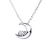 Sears e1625 Silver Necklace, Natural Diamond, 12 Birthstones, Crescent Moon,