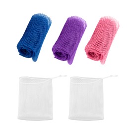 3 Bath Nets, 2 Soap Foam Nets, African Exfoliating Net, Long Bath Sponge, African Nylon Net, Long Foam Net, Suitable for Bathing and Scrubbing, Exfoliating (30x80cm)