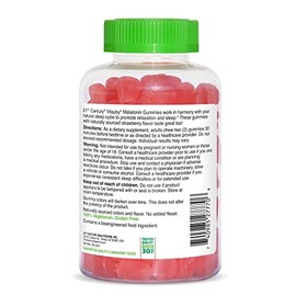 21st Century VitaJoy - Gomitas de melatonina de 5 mg (120 unidades), ayuda para dormir masticable con sabor a fresa para adultos, promueve la relajaci