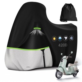 Motorcycle Tarpaulin for Piaggio Vespa GT60 GTS GTV 125/200/250/300/310 (without boot), 420D PU Waterproof Outdoor Motorcycle Cover with Lock Hole Ventilation Opening