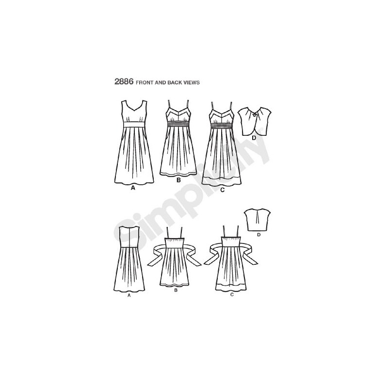 Simplicity Pattern 2886 Dress with Bodice Variations and Bolero Size