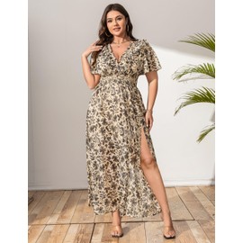 EYWOL Maxi Dresses for Women 2025:Wedding Guest - Womens Summer Floral Dress 2025 - Short Sleeve Long Beach