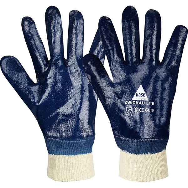 12 Pairs Rabbit Safety Zwickau Lite Nitrile Work Gloves, Fully