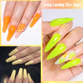 MTSSII Neon Gel Nail Polish Set Glow in Dark Gel Polish Luminous Neon Green Yellow Orange Nude Gel Polish Skin Tone Neutral Beige Nail Polish Set 8PCS (Glow+Nude)