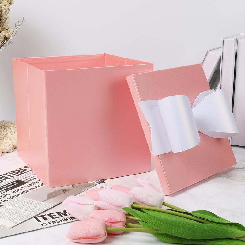 BIOBROWN Medium Birthday Gift Box with Lids, Bow and Tissue