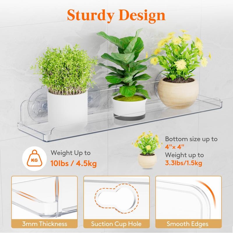 Lifewit 15" Acrylic Window Plant Shelves, 2-Pack Suction Cup Shelf