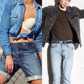 Neyauo 2 Pcs Buckle Free Belt Women Men, Elastic Comfortable Side Belt Bros Blue Side Belts Invisible Buckleless Belts for Women Men Jeans