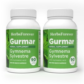 Herbsforever Gurmar Capsules – Gymnema Sylvestre – Herbal Supplement – 90 Capsules (Pack of 2)