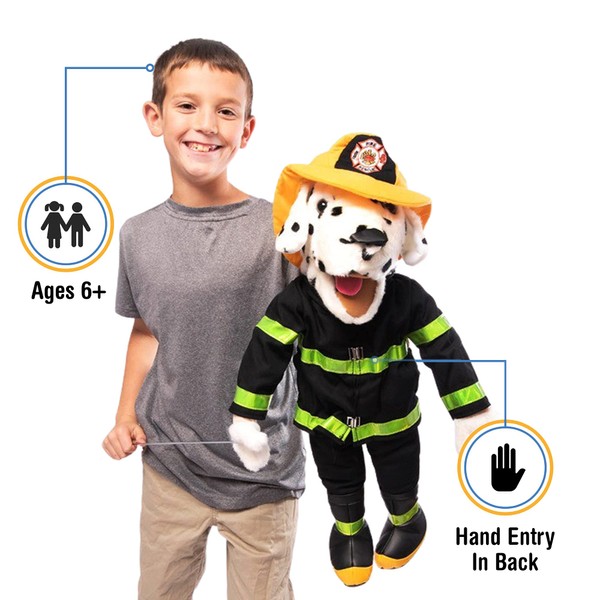 Silly Puppets 25" Dalmatian Firefigher, Firedog, Full Body, Ventriloquist Style, Animal Puppet