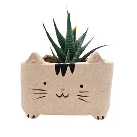 MONMOB Ceramic Cat Planter Cute Kitty Planter Pot Cat Succulent Pot