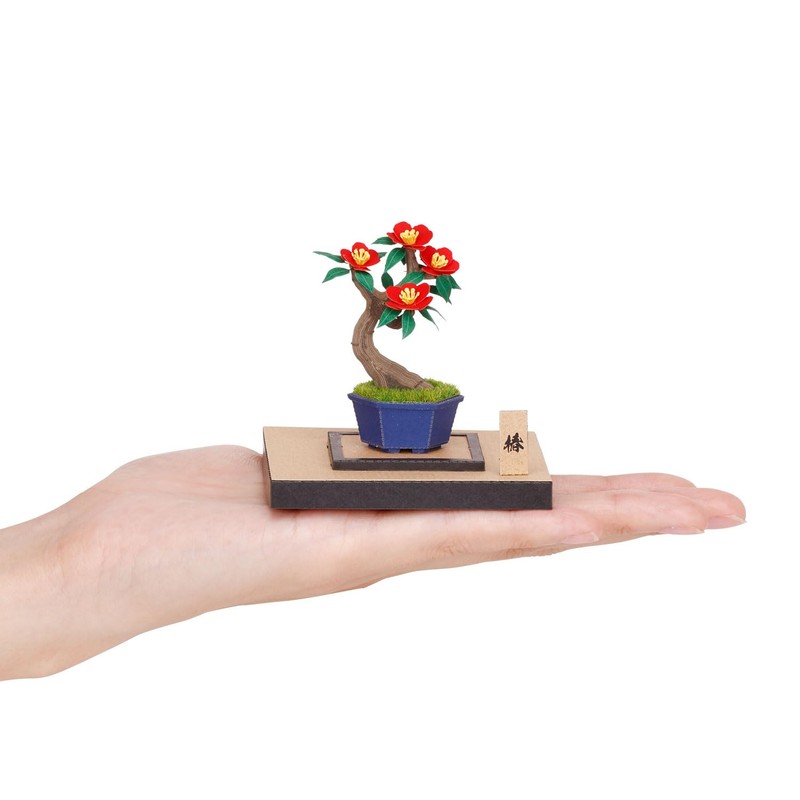 カワダ(Kawada)ペーパーナノ 360 盆栽 椿 PS-16 0.7×12×17ｃｍ 12才以上 ペーパークラフト クラフトキット ミニチュアキット