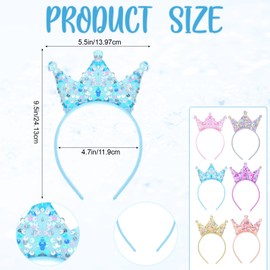 Larrel 6 Stück Pailletten Krone Stirnband, Bling Prinzessin Krone Haarreifen Glitzer Stirnbänder Süße Haarschmuck Krone Geburtstag Mädchen Haarreif Party Dekorationen für Geburtstag Weihnachten