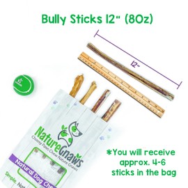 Nature Gnaws - Bully Sticks for Dogs - Premium Natural Beef Dental Bones - Long Lasting Dog Chew Treats for Aggressive Chewers - Rawhide Free -12 Inch