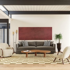 Rugs USA Kia Checkerboard Wool Area Rug, 6x9, Olive