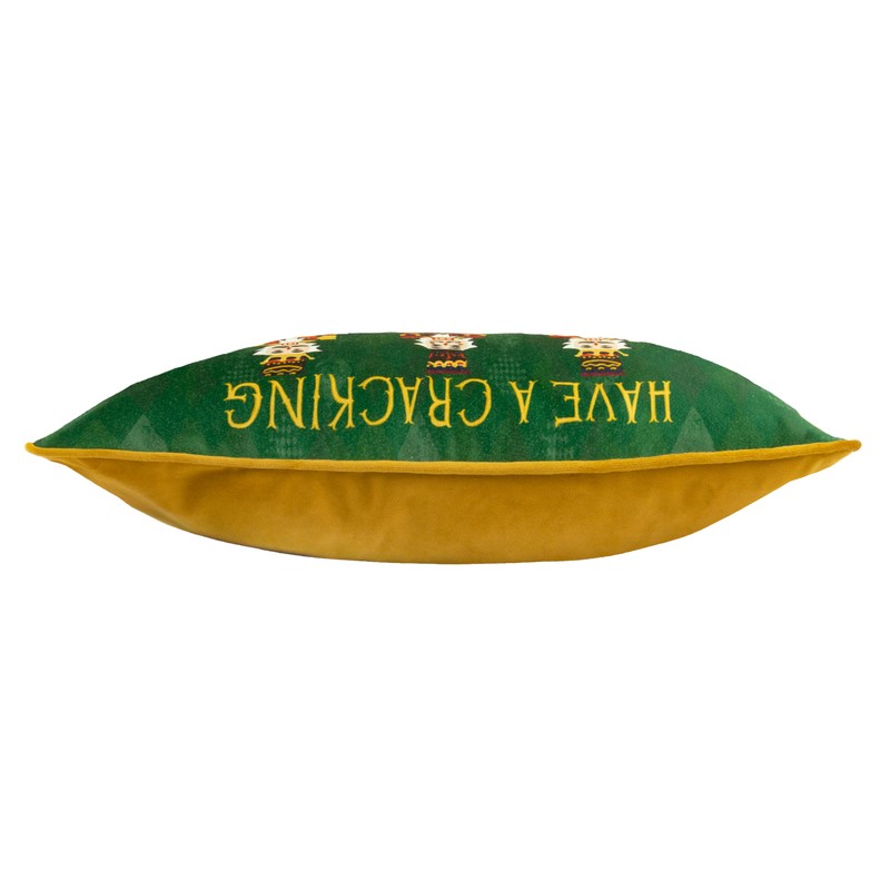 furn. Nutcracker Cracking Christmas Cushion Cover, Green