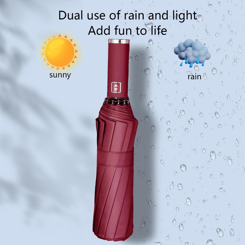 EEPLUYTY Umbrella, Automatic, Pocket, Open-Close, 10 Ribs, Stormproof, UV Protection,