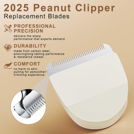 2 Pack Professional Peanut Replacement Blade-Precision-Ground for Smooth Cutting， Snap-On Compatible with Wahl Peanut Clippers & Trimmers #2068-300（White/Silver,White/Gold）
