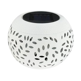 Mipcase Solar Ornament Light Vintage Desk Lamp Outdoor Solar Light Out Door Decor Solar Lantern Outdoor Yard Solar Light Lawn Decorations Wrought Iron Imitation Ceramic Garden Light White