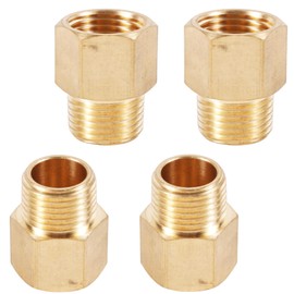 4pcs Brass Pipe Fitting, 1/2" inch Male to Female Adapter Connector Heavy Duty Threaded Pipe Hose Reducer Hex Bushing for Plumbing Hydraulic Gas Systems