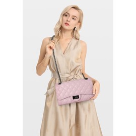 Gladdon Quilted Crossbody Bags for Women Leather Ladies Shoulder Purses with Chain Strap Stylish Clutch Purse Light Purple I