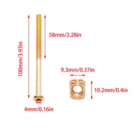 Lilaly 10 Set Barrel Nut and Bolt M6 Barrel Nut Barrel Bolt Cross Dowel Nut Furniture Bolts and Barrel Nuts 100mm