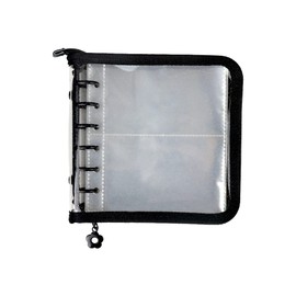 A7 Binder 6 Ring Glitter Cover PVC Shell with Zipper Loose Leaf File Folder Zipper Binder Wallet 25 Sheets 2 Binder Pockets Photo Sleeves Top Loading Pouches for Photocard Album, Budget System