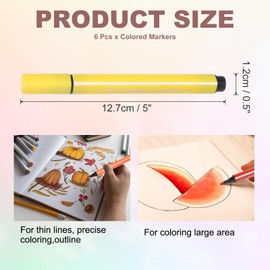 PATIKIL Colored Markers, Yellow 6 Pack Washable Coloring Drawing Doodling Markers Broad Line Art Marker Water Color Pens Set for Adult Coloring Books Sketching