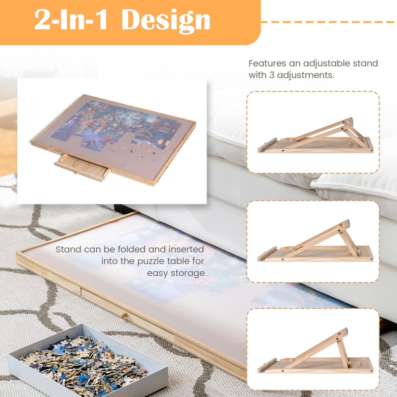 Tektalk Jigsaw Puzzle Table with Integrated Adjustable Stand/Bracket and Removable