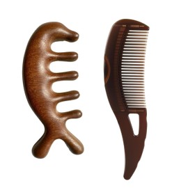 THXFUNAREA 2 dandruff combs + 1 gua sha comb, hollow tooth hair brush for scalp massage/refreshment and dandruff/dirt removal, skin scraping handle, easy to clean, suitable