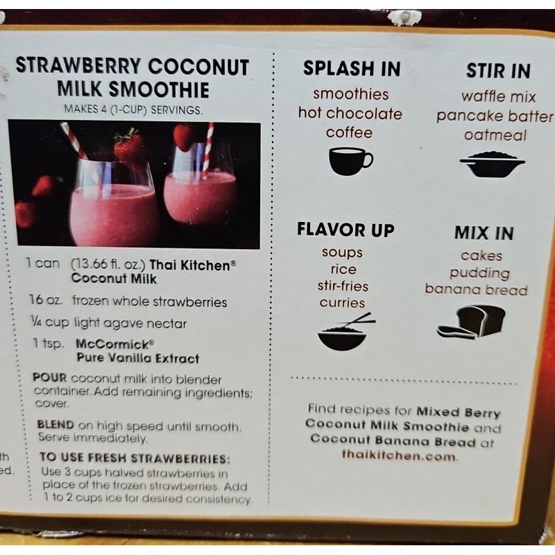 Thai Kitchen COCONUT MILK FOR COOKING BAKING BEVERAGES 4 CANS-13.66