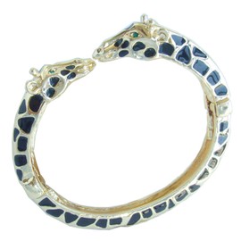 Unique Animal Giraffe Bracelet Bangle Cuff Clear Austrian Crystal (Gold-Tone Black Spot)