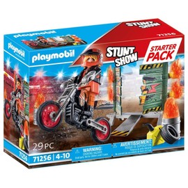 PLAYMOBIL Starter Pack, Stuntshow Moto con Pared de Fuego 71256, a Partir de 4 años