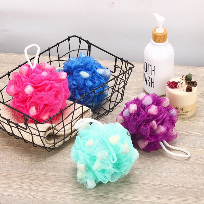 BTYMS Premium Mesh Poufs (65g/pcs) Bath Sponges Shower Loofahs Exfoliating