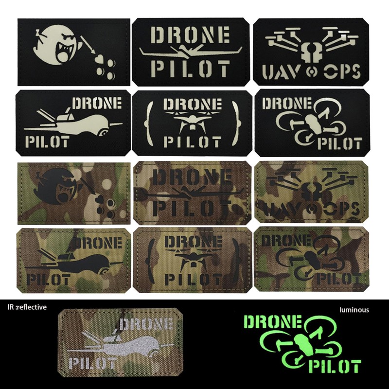 Reflective Drone Pilot Patch, Short Wings Drone Pilot Hook Loop