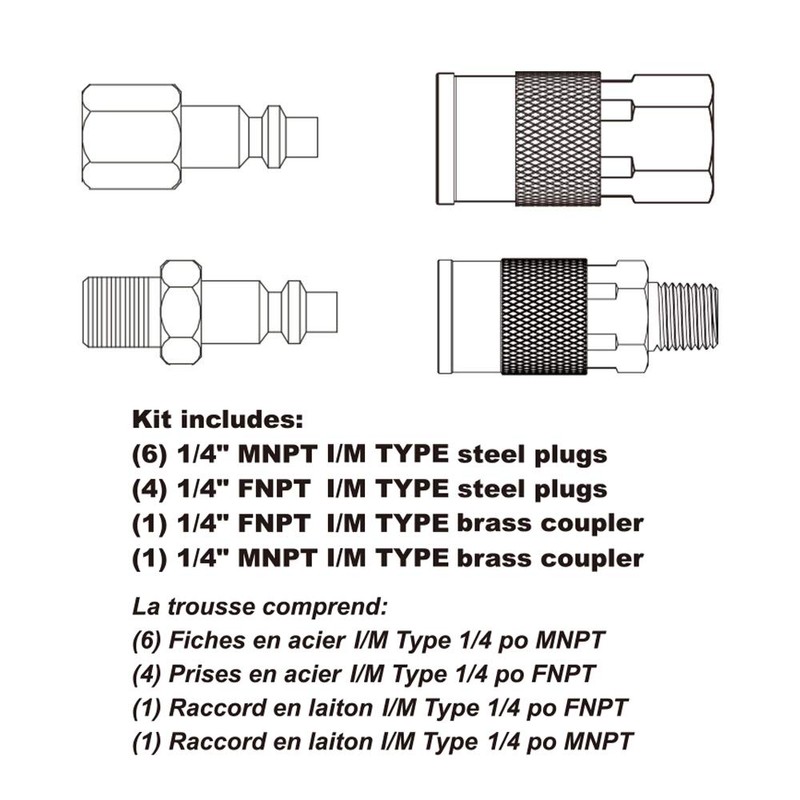 WYNNsky Air Coupler and Plug Kit, Quick Connect Air Fittings,