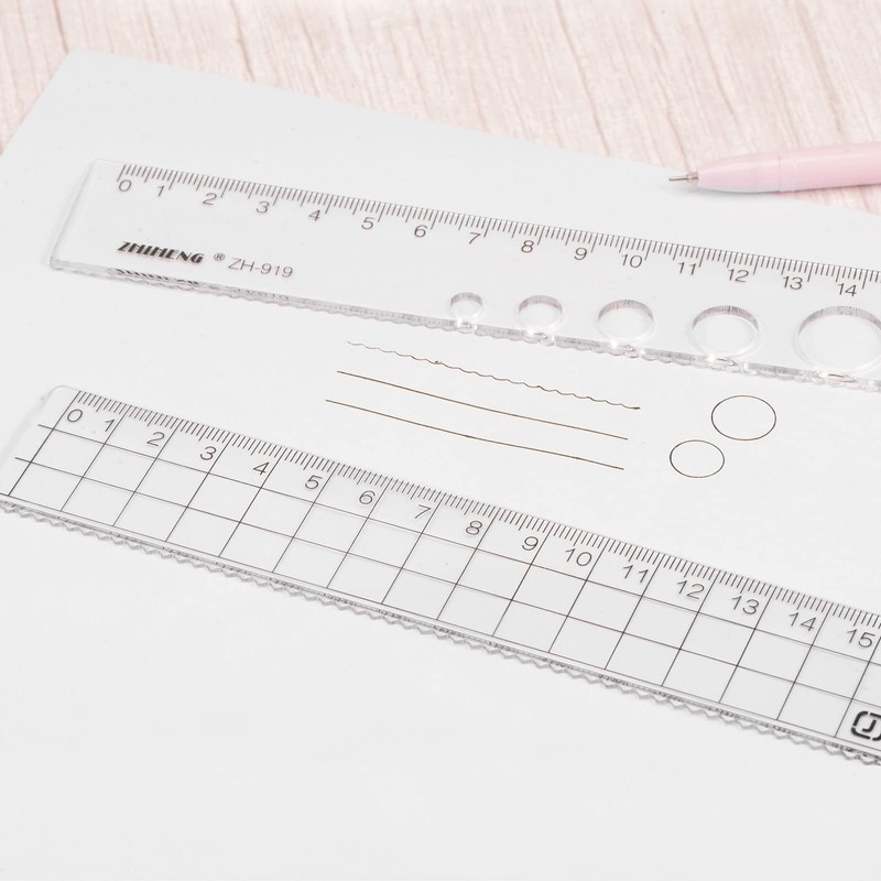 sourcing map 2pcs Straight Plastic Ruler 15cm Metric Plastic Clear