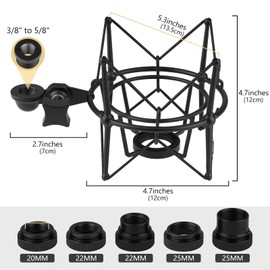 Geekria for Creators Microphone Shock Mount Compatible with Samson C01, C01U Pro, C03, C03U, CL7a, CL8a Microphone, Anti-Vibration Suspension Adapter, Clamp, Microphone Holder Clip (Black/Metal)